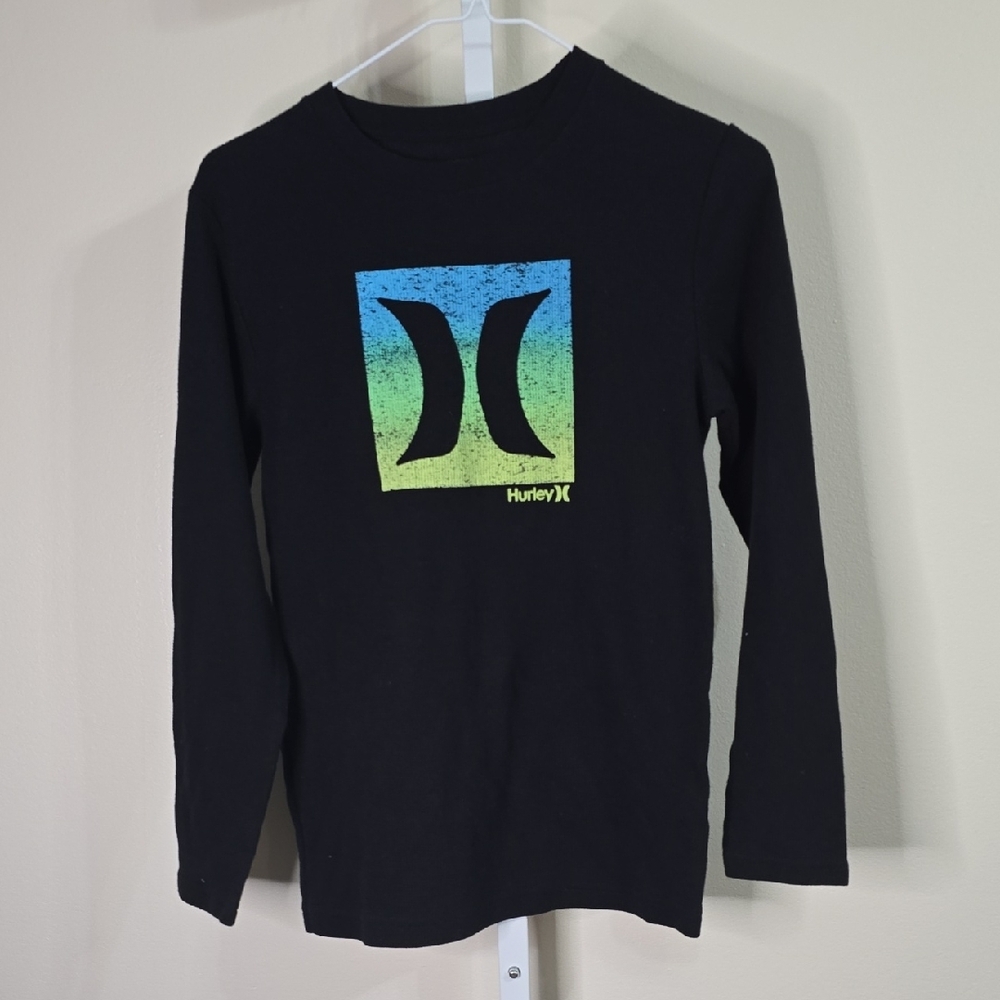 Hurley Black Long Sleeve Tee with‎ Logo Boys Sz 14/16